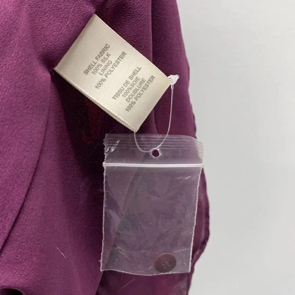 Rebecca Taylor Midi Dress Pure Silk Drawstring Waist Pockets Floral Maroon 4  - Picture 9 of 11